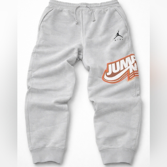 Nike Air Jordan Jumpman Fleece Jogger PantsMen’sWhite / Light Grey LRG